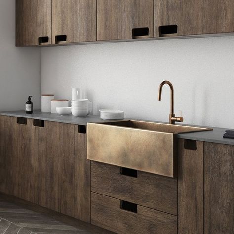 Small Scandinavian Kitchen, Brass Kitchen Sink, Kitchen Basin, Scandinavian Kitchen Design, Bronze Kitchen, Sink Basin, Brass Kitchen, Scandinavian Kitchen, Kitchen Room Design