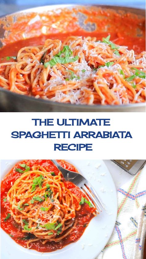 Get ready to spice up your dinner routine with this fiery Spaghetti Arrabiata recipe! Perfectly al dente pasta tossed in a bold tomato sauce. Spaghetti Arrabiata Recipe, Spaghetti Arrabiata, Arrabiata Pasta, Ultimate Spaghetti, Pasta Arrabiata, Arrabiata Sauce, Easy Homemade Pasta, Curry Pasta, Goat Cheese Pasta