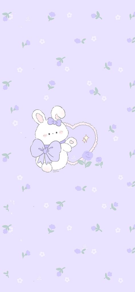 Lilac Cute Wallpaper, Purple Coquette, Lilac Aesthetic, Lavender Wallpaper, Purple Wallpapers, Bow Wallpaper, Flower Wallpapers, Karakter Disney, Bunny Wallpaper