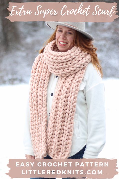 Chunky Hand Knit Scarf Pattern, Free Chunky Scarf Crochet Pattern, Easy Chunky Scarf Crochet Pattern, Super Chunky Crochet Scarf Pattern Free, Crochet Holiday Scarf Pattern Free, Bulky Crochet Scarf Pattern, Wool Scarf Crochet Pattern, Chenille Scarf Pattern, Super Bulky Yarn Patterns Crochet Scarf