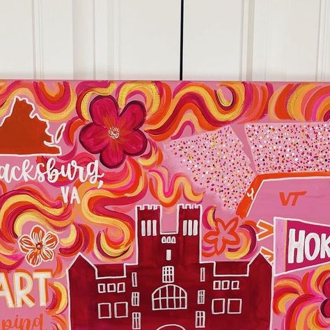 Virginia Tech Painting, Alabama Painting, College Prints, Dorm Paintings, College Canvas, Painting Shop, Auburn Alabama, Southern Art, Flag Painting