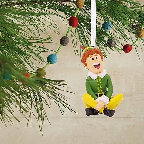 Elf Buddy, Elf Christmas Tree, Cross Legged, Elf Movie, Hallmark Christmas Ornaments, Elf Ornaments, Buddy The Elf, Hallmark Christmas, Christmas Memory