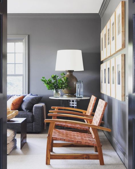 Benjamin Moore Kendall Charcoal living room Kendall Charcoal Benjamin Moore, Charcoal Living Rooms, Dark Gray Paint Colors, Pretty Living Room, Kendall Charcoal, Living Room Decor Neutral, Indian Living Rooms, Living Room Photos, Grey Paint Colors