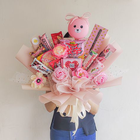 Snack Bouquet, Pink Snacks, Florist, Flowers, Pink