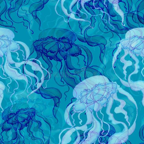 Jellyfish Pattern Design, Sea Pattern Illustration, Jelly Fish Pattern, Diy Jellyfish Decoration, Cloud Fish, Watercolor Pattern Background, Jellyfish Pattern, Jellyfish Illustration, Jellyfish Decorations