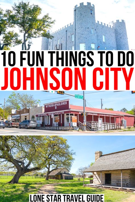 The hometown of the USA's 36th president is packed with plenty of things to do, including even a castle to visit. things to do in johnson city tx | what to do in johnson city texas | 290 wine castle texas | texas castles | lbj national historic site texas | lbj ranch texas | small towns in texas hill country | johnson city things to do in | johnson city travel texas | national historic sites texas Travel To Texas, Weekend In Houston Texas, Texas Weekend Trips, Johnson City Texas, Johnson City Tennessee, Beautiful Places In Usa, Texas Travel Guide, Usa Travel Map, Stay In A Castle