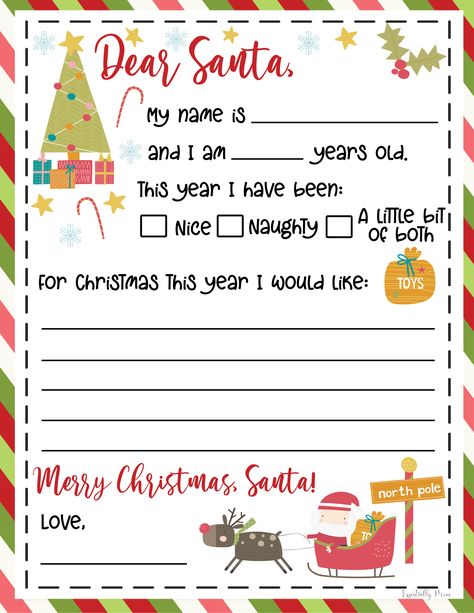 Free Santa Letter Template, Letter Template For Kids, Free Printable Santa Letters, Christmas Wish List Template, Free Letters From Santa, Christmas Letter Template, Dear Santa Letter, Santa Template, Santa Letter Printable