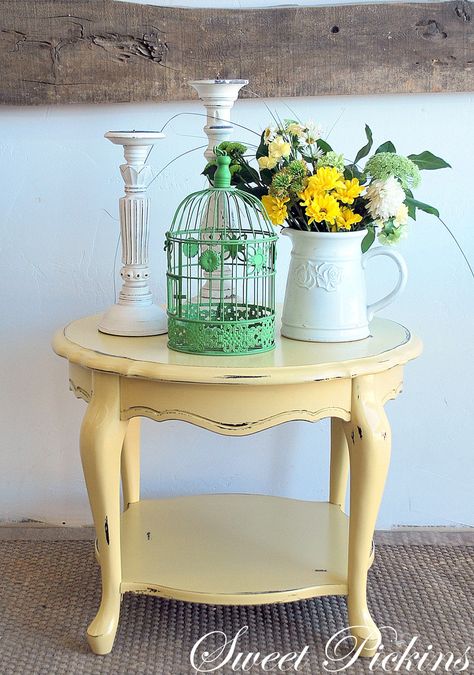 DSC_0002-003 Yellow Painted Furniture, Yellow Furniture, Yellow Table, Cedar Chest, Shabby Chic Bedrooms, Giveaway Winner, Distressed Furniture, Chalk Paint Furniture, Refurbished Furniture