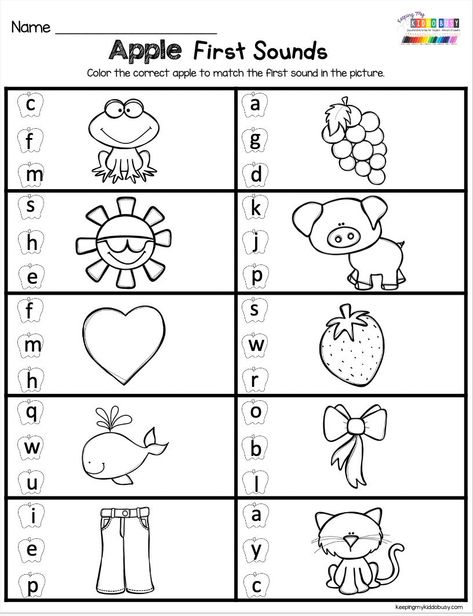 MATH AND LITERACY NO PREP kindergarten worksheets fun games activities for fall - September activities – no prep centers for kindergarten math centers reading centers literacy centers – phonics – sight words – printable activities for back to school – apple counting – apple alphabet – cut and paste worksheets September printables #kindergartenmath #kindergarten September Kindergarten Activities, Phonics Kindergarten Worksheets, September Printables, Apple Counting, Sounds Worksheet, Montessori Math Activities, Apple Alphabet, September Activities, Beginning Of Kindergarten