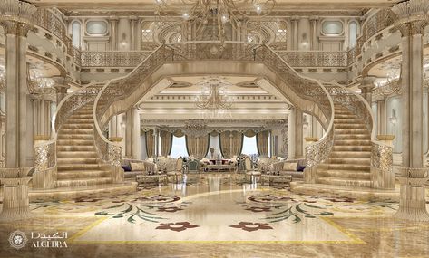 Great ideas for designing palaces in a luxury ways Classic Entrance Design, Entrance Design Interior, Classic Entrance, Palace House, Luxury Stairs, Castle House Design, Luxury Staircase, Luxury Mansions Interior, Interior Design Dubai