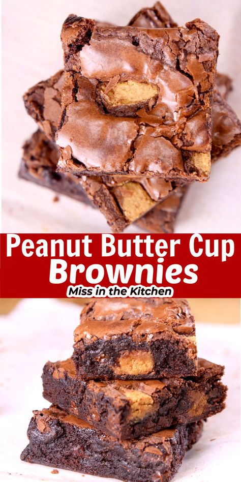 Reeses Desserts, Peanut Brownies, Peanut Butter Cup Brownies, Peanut Butter Cups Recipe, Dreamy Desserts, Reese's Peanut Butter Cups, Brownies Recipe Homemade, Brownie Cups, Peanut Recipes