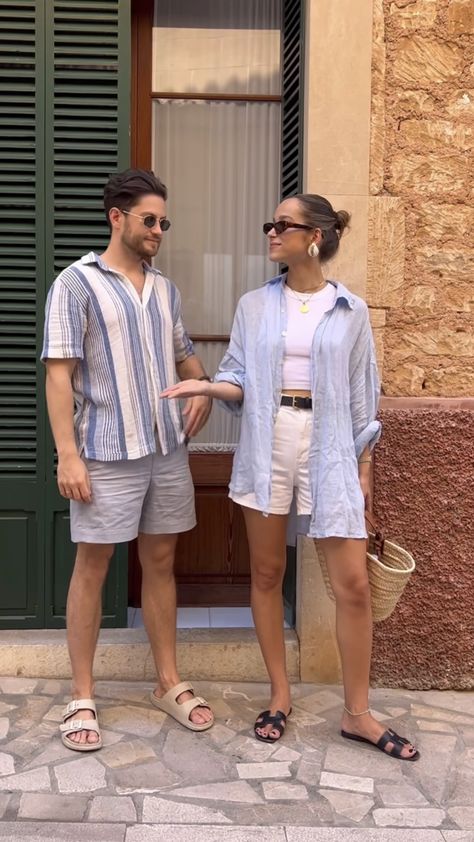 Couple Outfits Matching Casual, Italy Vacation Outfits, Goa Outfits, Couple Outfits Matching, Vacation Outfits Men, Couple Fits, Sibling Outfits, Mens Casual Outfits Summer, Honeymoon Outfits