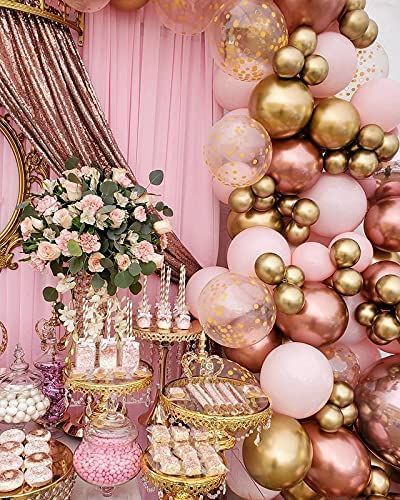 PRICES MAY VARY. Title: BParty 100Pcs PinK Rose Gold Balloon Garland Arch Kit PinK Rose Gold Confetti Chrome Gold Latex Balloons for Birthday Baby Shower Wedding Graduation Party Decorations (Chrome PinK). Product Type: Arborist Merchandising Root > Self Service > Special Features Stores > caa5e178-c039-41b4-8bfd-0b01485bbef9_0 > caa5e178-c039-41b4-8bfd-0b01485bbef9_9401 > Baby Shower Princess Backdrop, Balloon Arch Wedding, Chrome Balloons, White Garland, Quinceanera Decorations, Rose Gold Confetti, Rose Gold Balloons, Rose Gold Party, Garland Arch