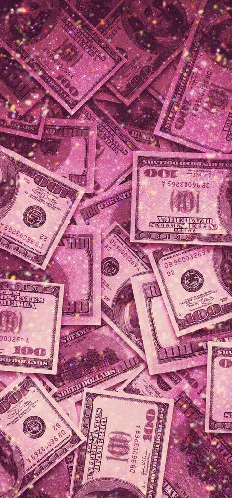 Pink Dollar Wallpaper, Money Highlight Cover, Dollar Wallpaper Iphone, Pink Money Aesthetic, Glitter Money, Money Pink, Pink Money, Holographic Wallpapers, Money Background