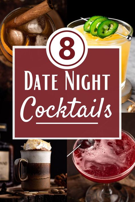 These date night cocktails will give you some great cocktail ideas for your next date night. These are all easy to make, tasty cocktails that are sure to impress your date. Romantic Drinks For Two, Date Night Cocktails At Home, Date Night Drinks At Home, Alcoholic Hot Chocolate, Date Night Cocktails, Date Night Drinks, Elegant Cocktails, Lychee Mojito, Romantic Drinks