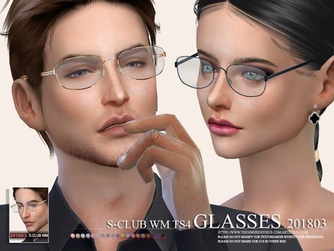 S-Club ts4 WM Glasses FM 201803 The Sims 4 Glasses, Los Sims 4 Mods, Sims 4 Tsr, Sims 4 Cc Kids Clothing, The Sims 4 Pc, Sims 4 Cc Shoes, Pelo Sims, Sims 4 Cc Makeup, Sims 4 Cc Skin