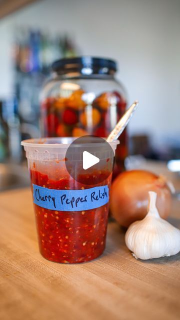 Jersey Cowboy on Instagram: "How we make our sweet cherry pepper relish 👨‍🍳  It’s only 5 ingredients: 1️⃣ Cherry pepper 2️⃣ Yellow onion 3️⃣ Garlic 4️⃣ White vinegar 5️⃣ Sugar  The idea with this was to almost replicate the cherry pepper relish you would find at Jersey Mike’s. I originally didn’t want it to taste EXACTLY like theirs because where’s the fun in that? I did extensive research and was able to find the same pre-made cherry pepper relish they use in their stores and, while I could have just used that, I felt like it would mean more to both myself and you Bandits if we made it ourselves. We want all our customers to feel loved in the relationship they share with the food they eat and you can’t put “love” into a pre-made jar of cherry pepper relish. That’s why we prep almost all Cherry Pepper Relish Jersey Mikes, Jersey Mikes Pepper Relish, Jersey Mikes Pepper Relish Recipe, Jersey Mikes Cherry Pepper Relish Recipe, Pickled Hot Cherry Peppers Recipe, Cherry Pepper Relish, Cherry Pepper Recipes, Sandwich Spreads, Pepper Relish