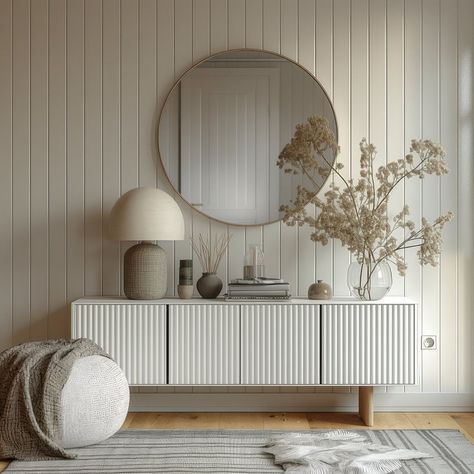 Coastal Wall Paneling Ideas, White Wood Panel Walls, Coastal Accent Wall, White Wood Wall Panels, White Shiplap Walls, Paneling Walls, Wall Cladding Interior, Slat Paneling, Timber Feature Wall