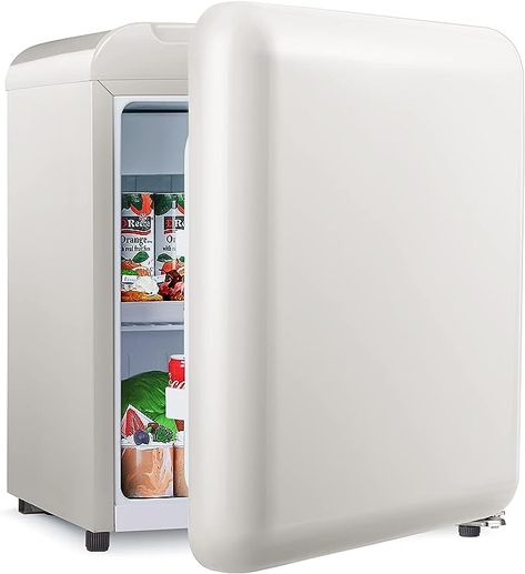 Kismile Retro Mini Fridge with Freezer,1.7cu. ft Small fridge with Adjustable Removable Glass Shelves, Mechanical Control, Compact Refrigerator for Office, Dorm, Bedroom (White) Retro Mini Fridge, Fridge For Bedroom, Small Fridge, Recessed Handle, Mini Fridge With Freezer, Small Fridges, Small Refrigerator, Bedroom White, Compact Refrigerator