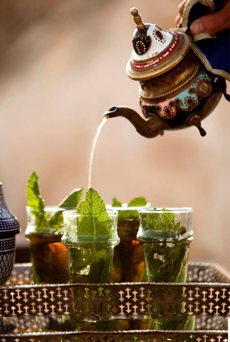 Pouring Tea, Fresh Mint Tea, Fes Morocco, Cuppa Tea, Tea Culture, Mint Tea, Peppermint Tea, Tea Art, My Cup Of Tea