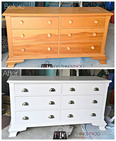 Dresser makeover, before and after dresser, painted dresser, pine dresser, refinished dresser Pine Furniture Makeover, Refinished Dresser, Diy Furniture Makeover Ideas, Pine Bedroom Furniture, Dresser Refinish, Dresser Painted, Grey Bedroom Furniture, Pine Dresser, Bedroom Furniture Makeover