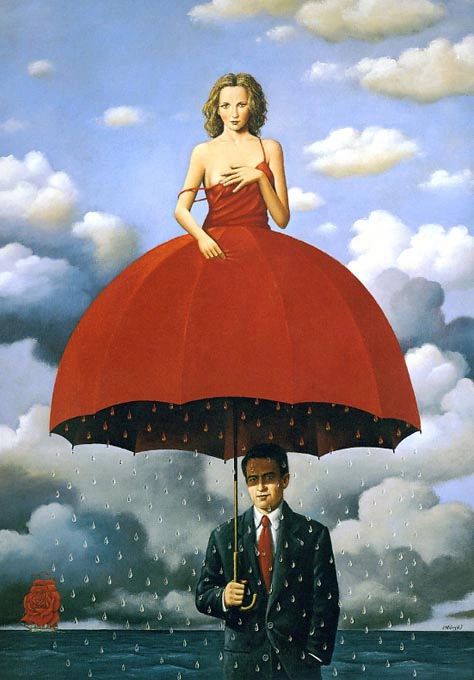 Funny Pictures For Kids, Surreal Artwork, Umbrella Art, Red Umbrella, Architecture Tattoo, Roy Lichtenstein, Edward Hopper, Rene Magritte, Salvador Dali