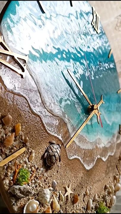 To watch the full tutorial of this video, subscribe to my channel 🫶Subscribe my channel 👇 https://youtube.com/@ResinShine_amineh?si=Dgl6FCitcMMH2EmTHow to ... Resin Clock Tutorial, Resin Wall Clock, Ocean And Beach, Subscribe My Channel, Beach Design, Subscribe To My Channel, Wall Clock, Clock, Wall