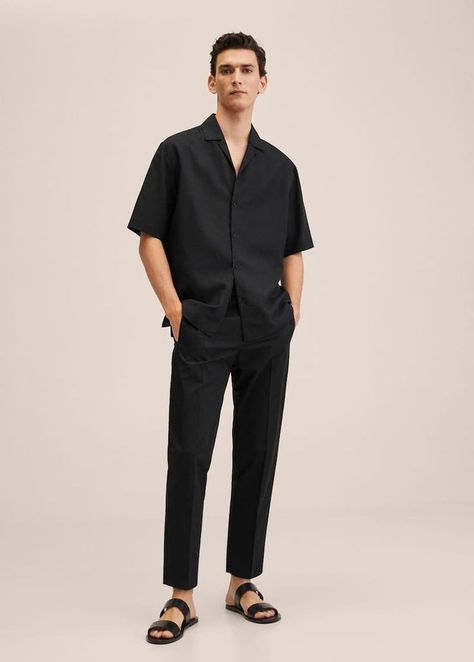 Black Pants Outfit Men, Boys Dressing Style, Korean Outfits Men, Polo Outfit Men, Korean Pants, Mens Work Outfits, Black Pants Outfit, Slim Fit Pants Men, Black Outfit Men