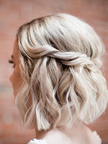 down-do's | Timeless Artistry Half Up Half Down Short Hair, Short Bridal Hair, Bob Wedding Hairstyles, Shorthair Hairstyles Short Styles, Short Hair Bride, Half Up Wedding Hair, Bridal Party Hair, Short Hairstyles Fine, Guest Hair