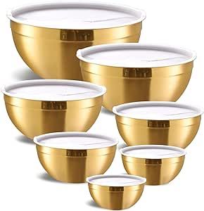 Mixing Bowls With Lids, Metal Bowls, Bowls With Lids, Quick Salads, Stainless Steel Mixing Bowls, Gold Kitchen, Metal Bowl, Mixing Bowls Set, Nesting Bowls