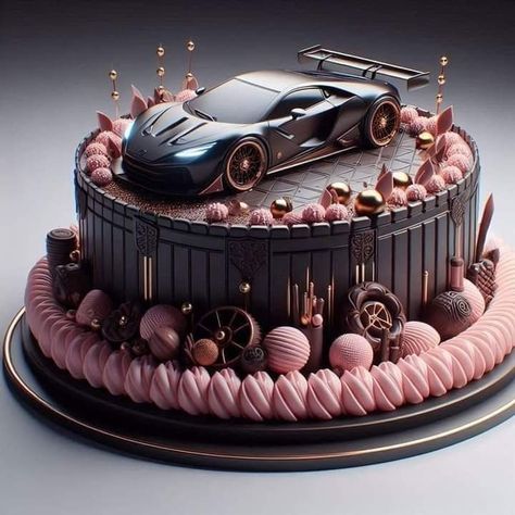 Car Cakes For Men, Cars Theme Cake, Biscuit Decoration, Happy Birthday Man, Birthday Decorations For Men, Happy Birthday Cake Pictures, Birthday Cake Decorating Ideas, Happy Birthday Wishes Cake, Cool Cake Designs