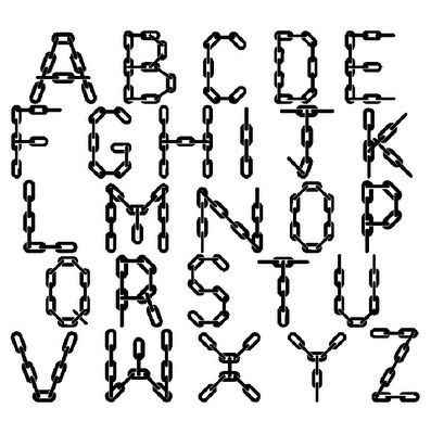 chain letters Chain Letters Mail, Chain Typography, Cool Graffiti Letters, Punk Link Chain Jewelry, Chainstitch Lettering, Glitch Alphabet Letters, Book Crafts Diy, Graffiti Font, Graffiti Alphabet