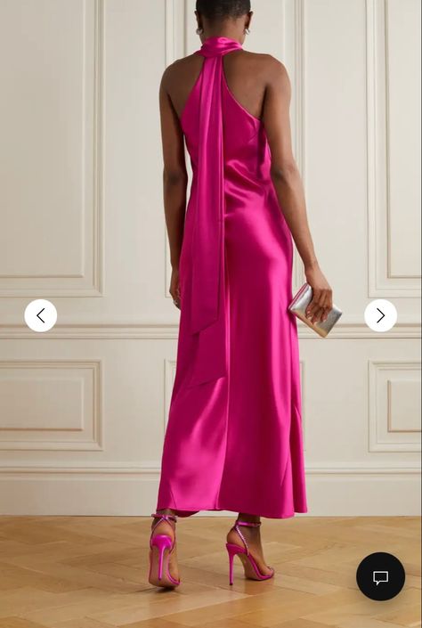 Fuschia Dress, Karlie Kloss, Satin Maxi, Satin Maxi Dress, Glam Dresses, Heidi Klum, Guest Outfit, Classy Dress, Ball Dresses