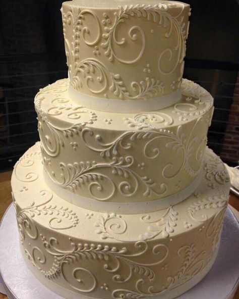 Scroll work Scroll Wedding Cake, White Flower Cake, White Flower Cake Shoppe, Crown Cake, Sweet 16 Cakes, 16 Cake, Modeling Chocolate, Scroll Work, Anniversary Cake