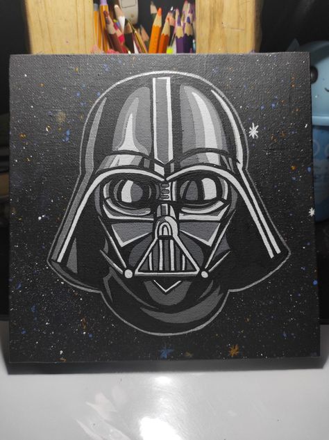 Easy Star Wars Painting Ideas, Darth Vader Painting Easy, Easy Darth Vader Drawing, Simple Star Wars Painting, Star Wars Art Drawings Easy, Starwars Canvas Painting, Star Wars Art Drawings Sketch, Star Wars Painting Easy, Star Wars Painting Ideas