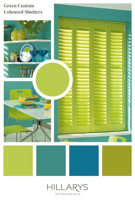 Blue Green Yellow Home Decor, Aqua And Lime Color Palette, Shutters Painted Ideas, Neon Green Colour Combinations, Colours That Go With Lime Green, Colors That Go With Lime Green, Lime Colour Combinations, Lime Green Interior Design, Color Palette Lime Green