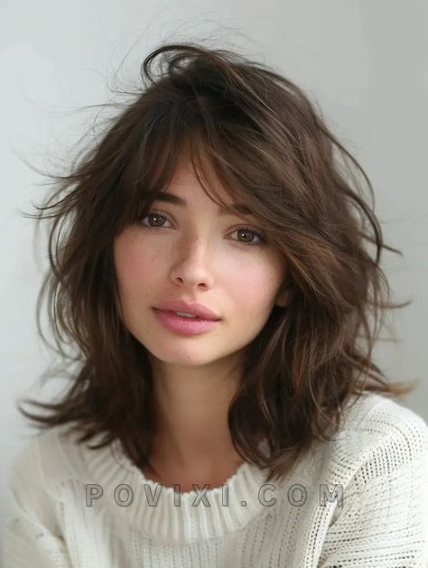 Bob Shoulder Length, Shoulder Length Shaggy Bob, Fluffy Shoulder Length Hair, Wavy Shoulder Length Hair With Layers, Layered Short Hair Shoulder Length, Shoulder Length Haircut With Layers, Trendy Shoulder Length Haircuts, Shaggy Cut, Shaggy Haircut