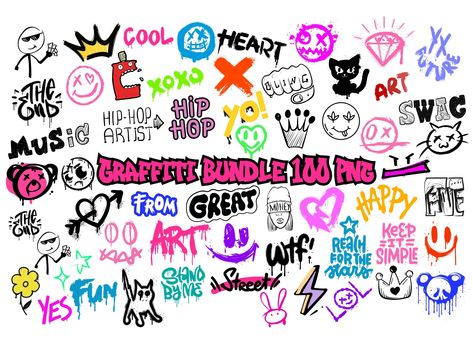 Graffiti Doodle Art, Graffiti Clipart, Fonts 2024, Dark Disney Art, Retro Hip Hop, Graffiti Lettering Fonts, Graffiti Doodles, Dark Disney, Sticker Bomb