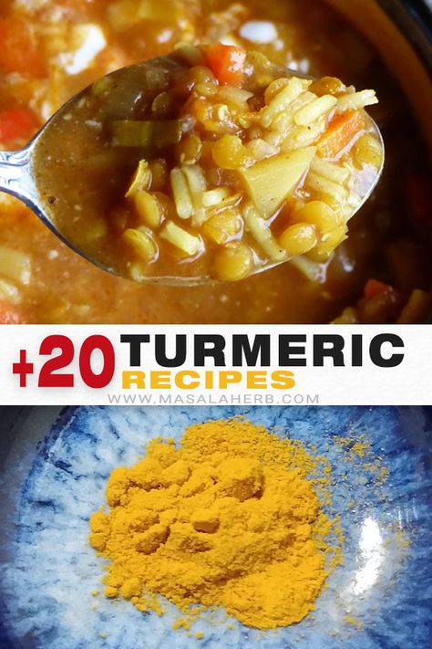 Turmeric Spice, Uses + Recipes - Collection of 21 recipes with turmeric. I also cover what turmeric is, how to use it, why it is such a great spice, which ones to buy, how to plant it and much more! www.MasalaHerb.com #spices #turmeric #masalaherb Recipes With Turmeric, Pineapple Diet, Turmeric Spice, Medicine Tips, Healthy Nutrition Plan, Turmeric Recipes, Tandoori Masala, Spice Recipes, Proper Nutrition