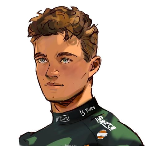 Lando Norris Sketch, Lando Norris Painting, F1 Driver Drawing, Formula One Drawing, Lando Norris Fanart, Landoscar Fanart, Lando Norris Drawing, Dessin F1, Radio Drawing