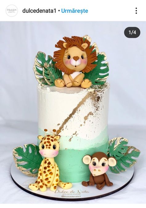 Jungle Theme Cakes, Boys 1st Birthday Cake, Fondant Cakes Birthday, Baby First Birthday Cake, Jungle Cake, Baby Boy 1st Birthday Party, Safari Cakes, 1st Birthday Cakes, Baby Boy Cakes