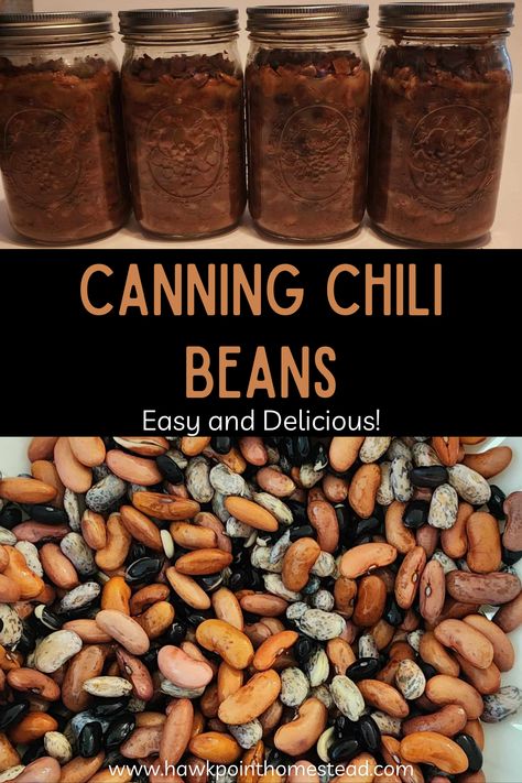 Chili Bean Canning Recipe, Home Canned Chili Beans, How To Can Chili Beans, Homemade Chili Base For Canning, Canning Chili Beans Recipe, Canning Chilli, Canning Chili With Meat And Beans, Canning Chili Beans, Canned Chili Beans