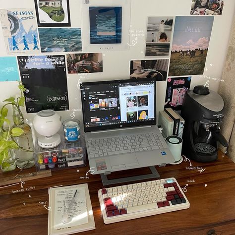 september desk details✮˚. ᵎᵎ - have been planning lots of new updates for the new month happy weekend 💌🥐 Desk Tour, School Info, Up Theme, Study Aesthetic, New Month, Desk Setup, Aesthetic Bedroom, Incense Sticks, Dream Bedroom