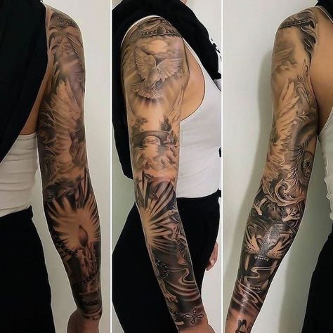 Mangas Tattoo, Animal Sleeve Tattoo, Girls With Sleeve Tattoos, Tattoo Zeichnungen, Intricate Tattoo, Geniale Tattoos, Full Sleeve Tattoos, Diy Tattoo, Best Sleeve Tattoos