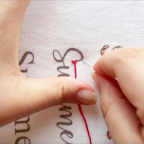 Learn how to embroider letters using five easy basic stitches. You don’t have to be a pro to embroider beautiful designs on almost any fabric. Diy Embroidered Letters, Best Embroidery Stitch For Letters, Embroidery Stitch For Lettering, Bubble Letter Embroidery, Hand Embroider Letters, Embroidered Names Hand Embroidery, How To Sew Letters On Fabric, Best Embroidery Stitch For Lettering, Sewing Letters On Fabric