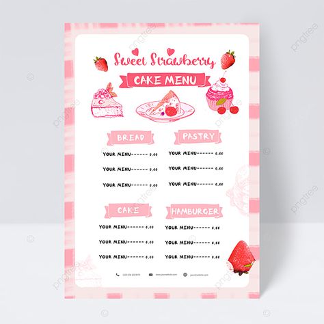 strawberry,cake,dessert,dessert,food,menu design,menu,cream,hand painted,pink,trellis,elegant,sweet,love Brunch Cafe Menu, Dessert Menu Design, Menu Design Ideas Templates, Cafe Menu Design, Brunch Cafe, Price List Design, Pink Desserts, Menu Design Template, Food Menu Design