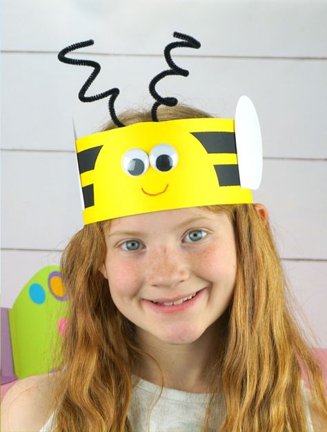 Bee Art And Craft Preschool, Bee Hat Craft, Bee Headband Craft, Diy Bee Headband, Bumble Bee Headband Diy, Bee Ideas For Kids, Hats For Kids, Bees Crafts For Kids, Headband Crafts For Kids