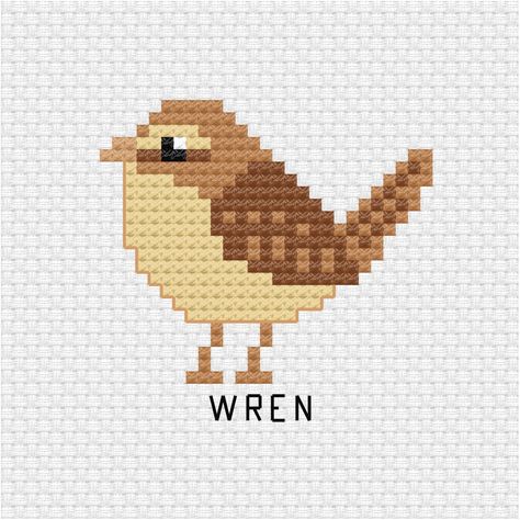 Wren Cross Stitch Pattern, Colorwork Chart, Animal Cross Stitch, Weaving Loom Diy, Tiny Cross Stitch, Cross Stitch Pillow, Cross Stitch Bird, Mini Cross Stitch, Cross Stitch Cards