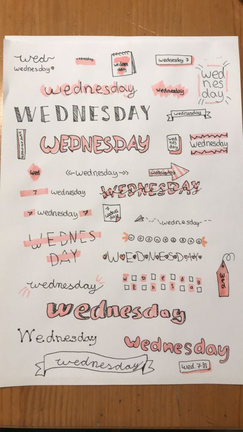 Wednesday Title, Title Designs, Title Ideas, Bullet Journal Font, Journal Fonts, How To Write Calligraphy, Hand Writing, Bullet Journal Design Ideas, Note Book