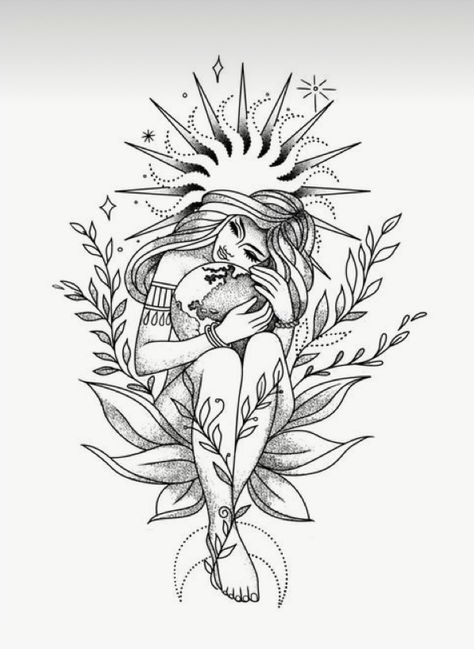 Women’s Top Thigh Tattoo Ideas, Virgo Woman Tattoo, Tattoo Checklist, Virgo Goddess Tattoo, Virgo Women Tattoo, Taurus Goddess Tattoo, Tattoo Virgo, Mother Earth Tattoo, Cybersigilism Tattoo